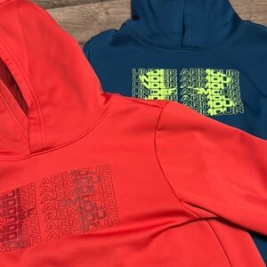 Under Armour Red and Blue Hoodies with Graphic Print